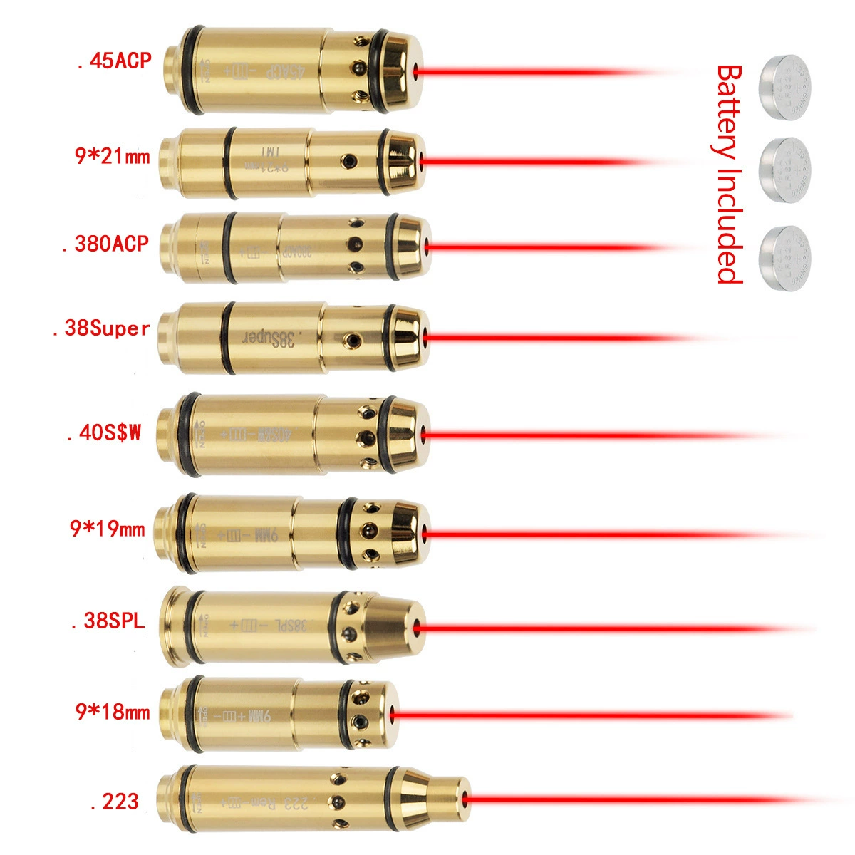 . 223Rem 40S & W 45ACP 9 мм коническая головка Лазерная тренировочная бомба имитация стрельбы прицел лазер
