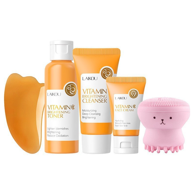 Transfronterizo LAIKOUFENYI Vitamina C serie combinación hidratación humectante productos de cuidado de la piel paquete de caja Inglés FDA productos de cuidado de la piel