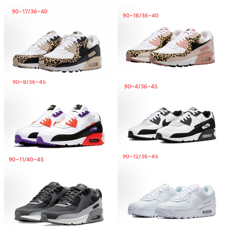 Foreign Trade Cross-Border Air Max90 Air-Cushioned Shoes with Two-Layer Leather Mesh, Breathable and Wear-Resistant, Unisex Sports Running Shoes, Low-Top