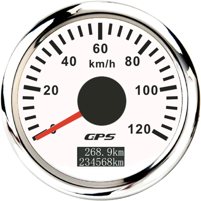 Odometer Rv Motorcycle Ship: automobile instrument - silver-edge-white-background-120kmh