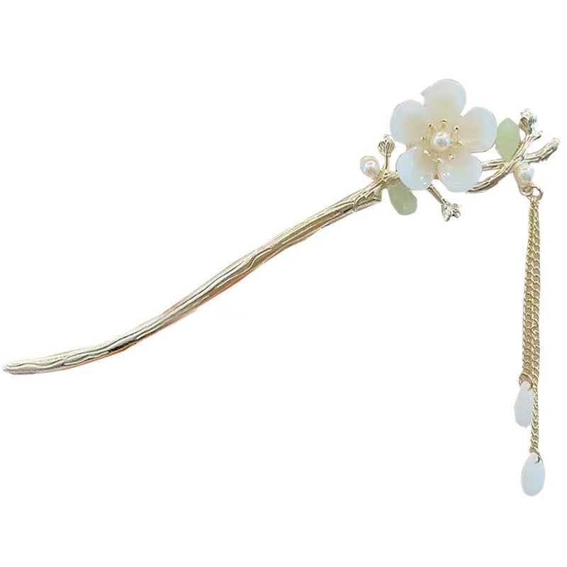 Magnolia pinzas para el cabello estilo antiguo pinzas para el cabello de mujer cheongsam pinzas para el cabello de perlas de metal pinzas para el cabello de jade