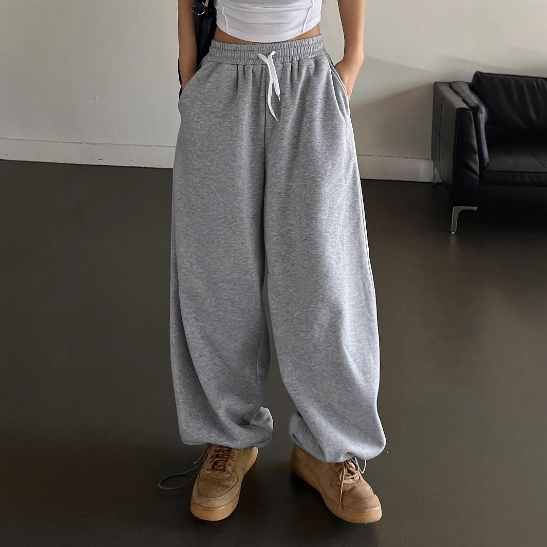 Leggings sueltos transfronterizos, pantalones grises, mujeres, pantalones deportivos baggy vintage casual de Amazon