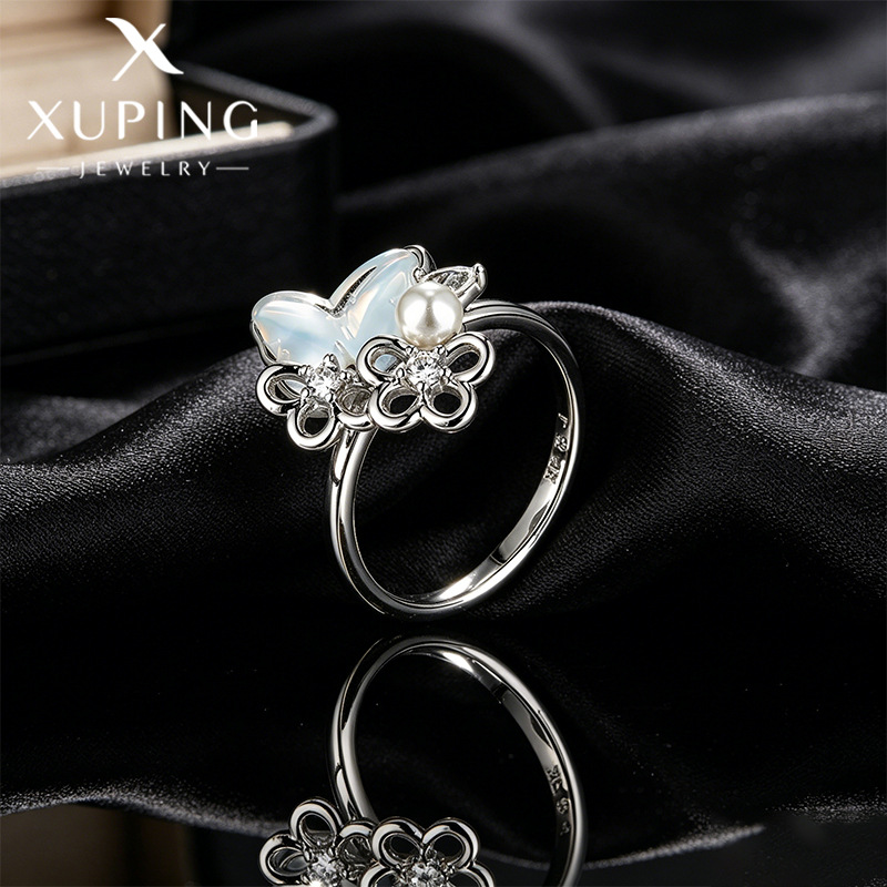 Xuping Mocha piedra mariposa imitación de anillo de perla de moda dulce viento de verano pequeño anillo fresco joyería transfronteriza al por mayor