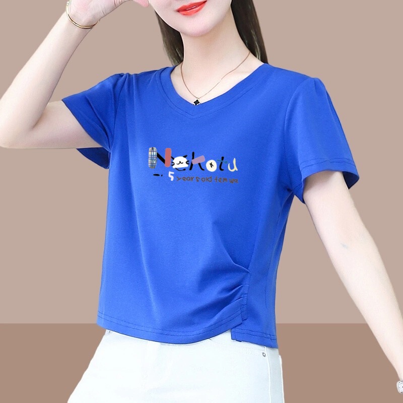 2026 New Foreign Trade Style Mom's Short-Sleeve T-Shirt for Women, Loose Plus-Size, Slimming, Tummy-Covering, Printed Half-Sleeve Top