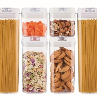 In-Stock Large Six-Piece Transparent Sealed Kitchen Grain Storage Jars Nut Storage Jars Fresh-Keeping Grain and Dry Goods Storage Box