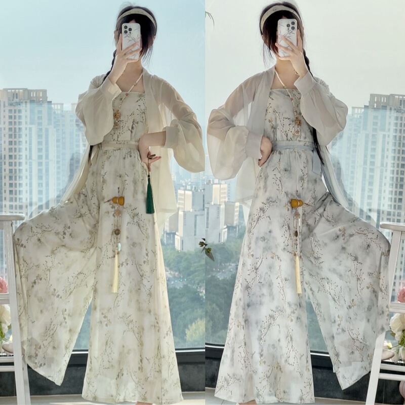 Authentic【Moyanmei】New Chinese Style Changgan Temple Improved Song Pants and Song Skirt Hanfu Women's Daily Summer Outfit Authentic【Moyanmei】New Chinese Style Changgan Temple Improved Song Pants and Song Skirt Hanfu Women's Daily Summer Outfit