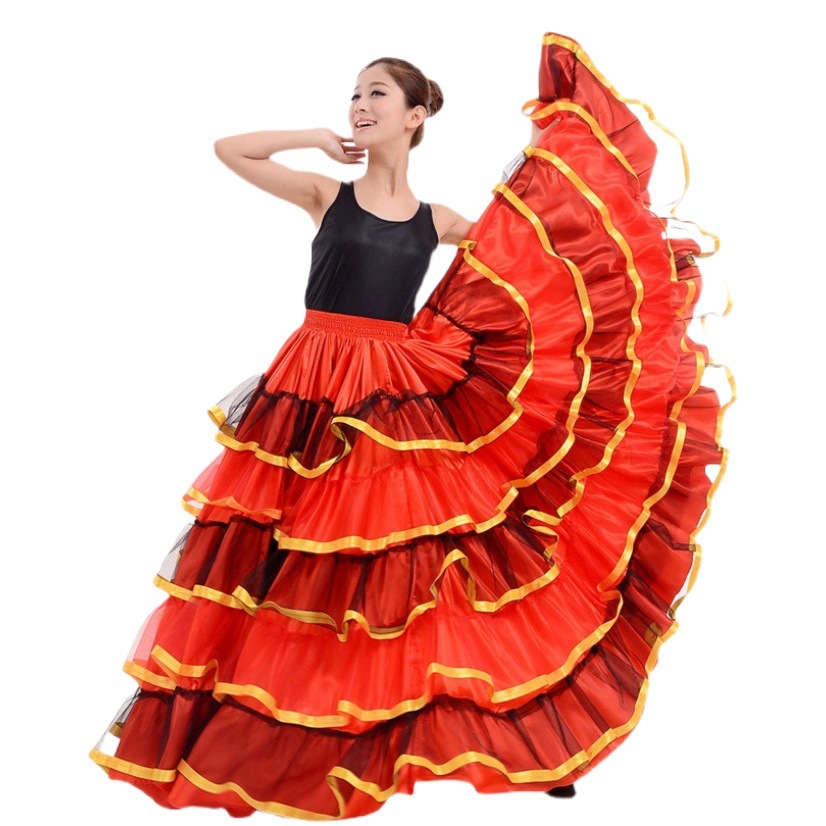 Spanish bullfighting dance skirt belly dance big swing skirt opening dance performance costume skirt