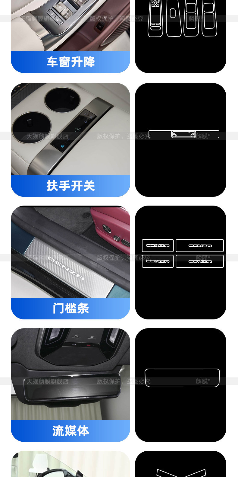 Suitable for 26 Models of Denza Z9Gt Interior Protective Film, Navigation Screen Tempered Film, Central Control Refrigerator Sticker, Air Conditioning Modification Parts
