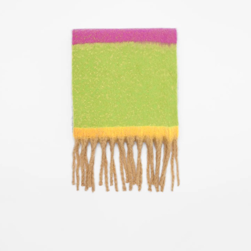 Comercio exterior transfronterizo moda europea y americana largo arco iris tamaño rayas borla bufanda de Cachemira-como bufanda de rayas de colores para las mujeres