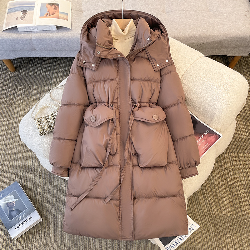 Europa y América ropa de algodón mujer 2025 invierno nuevo estilo de ropa de algodón coreana con capuchón grueso medio largo abrigo de pan suelto al por mayor image 9