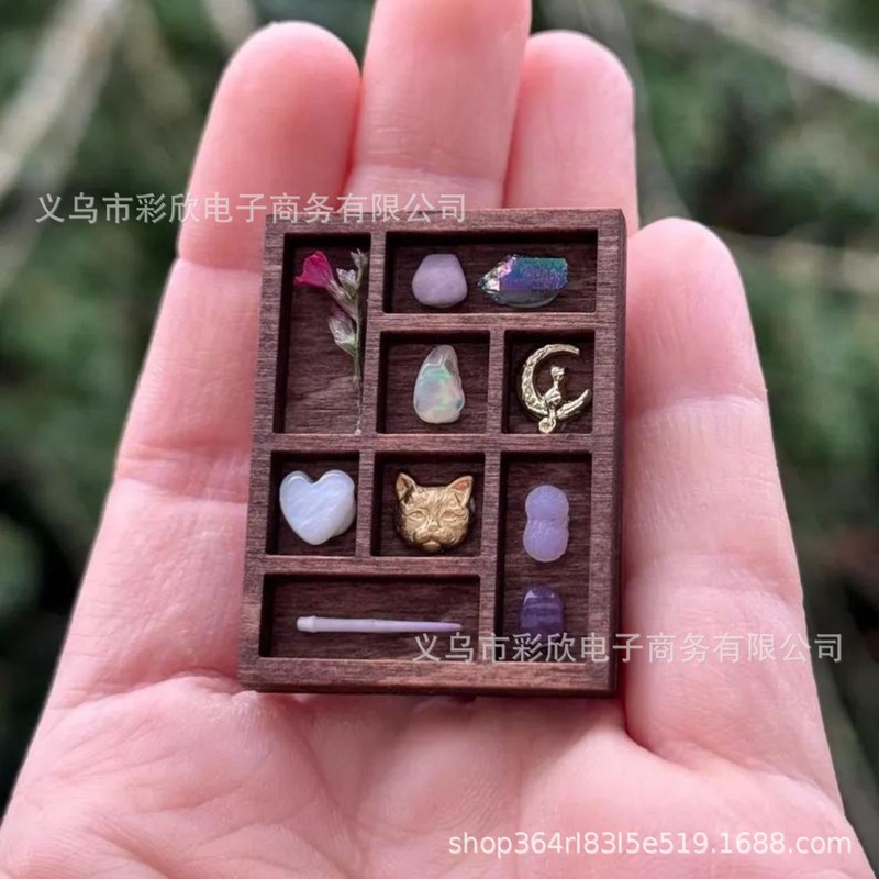 跨境微型木质珠宝收纳架桌面饰品展示架收藏贝壳标本爱好者小摆件|undefined