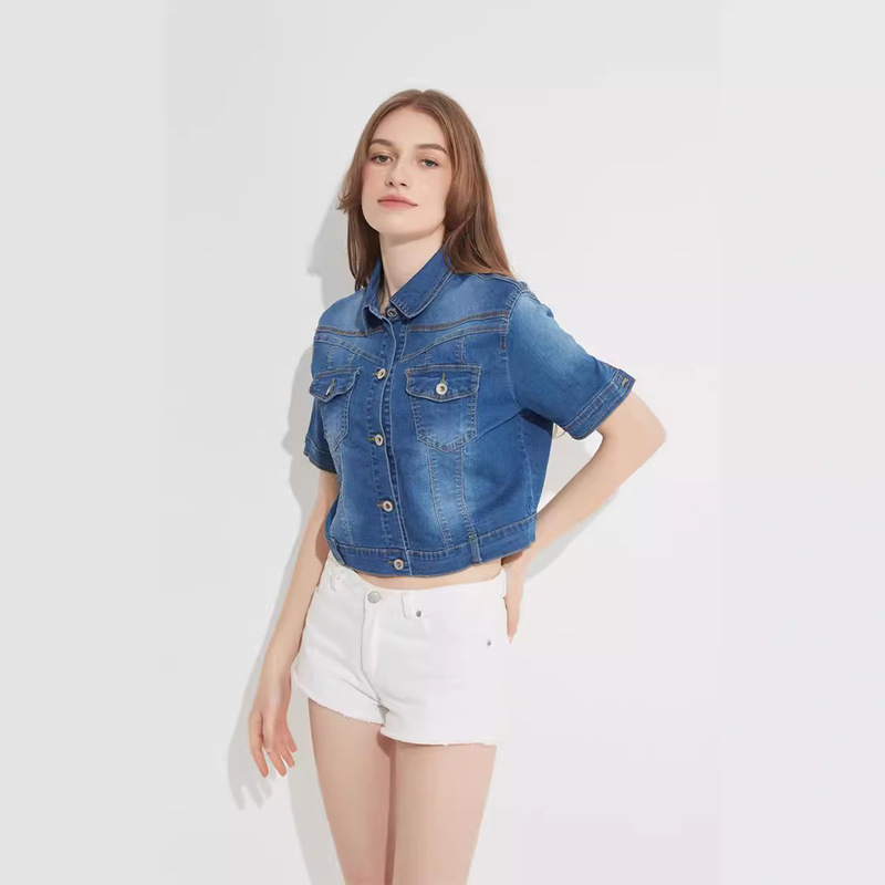 Spring and Summer new Denim small coat women's thin slim slimming short Korean style versatile jacket short sleeve top shawl