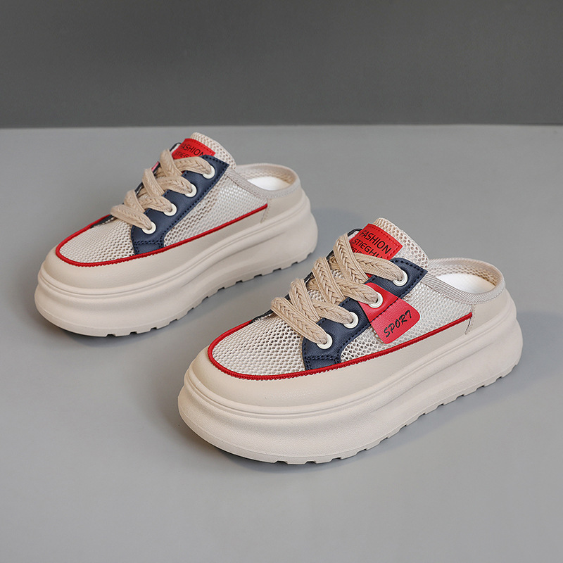 Kt282 New Half-Slip Women's 2025 Summer Casual Mesh Breathable Slippers Slim Thin Sole Shoes Versatile_voghion.com