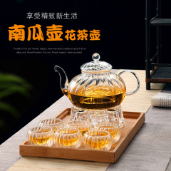 メーカーは耐熱ガラスのストライプの花のティーポットを提供しています。