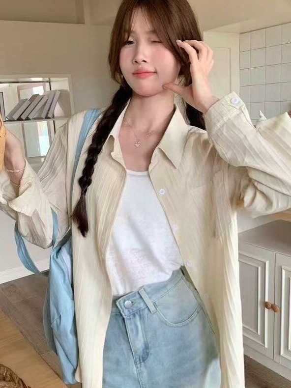 法式棉麻衬衫外套女春秋季薄款慵懒风小众衬衣开衫肌理感防晒上衣|undefined
