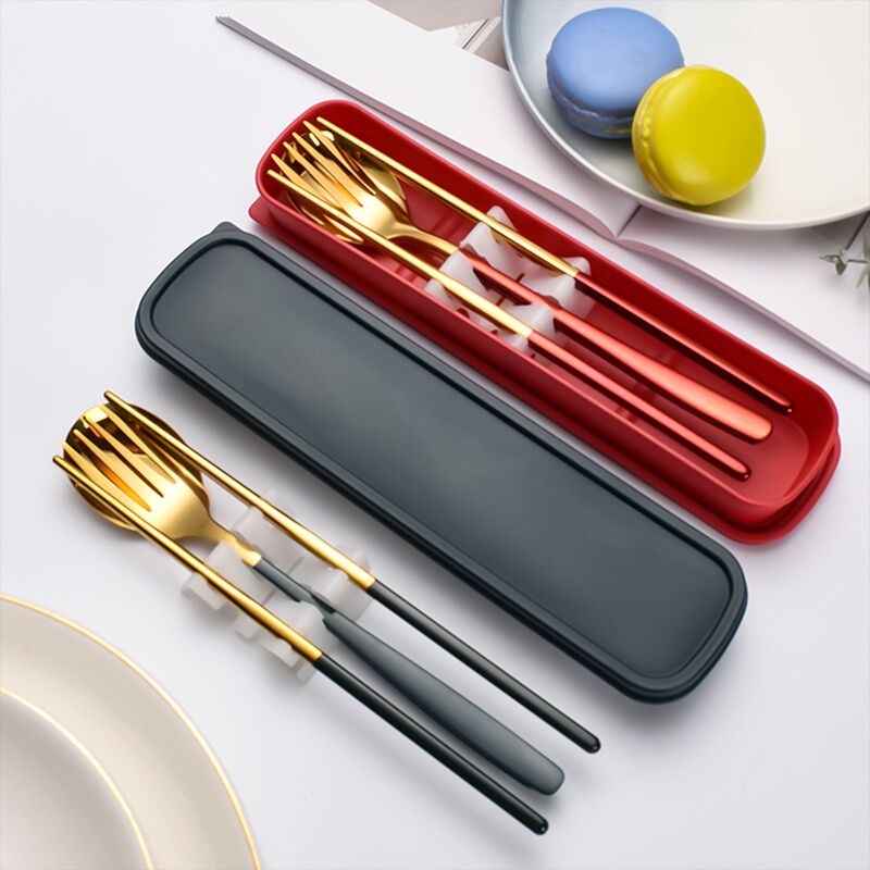 304 Stainless Steel Portable Tableware Set for Students and Office Workers, Reusable and High Temperature Resistant Ins-Style Tableware 304 Stainless Steel Portable Tableware Set for Students and Office Workers, Reusable and High Temperature Resistant Ins-Style Tableware