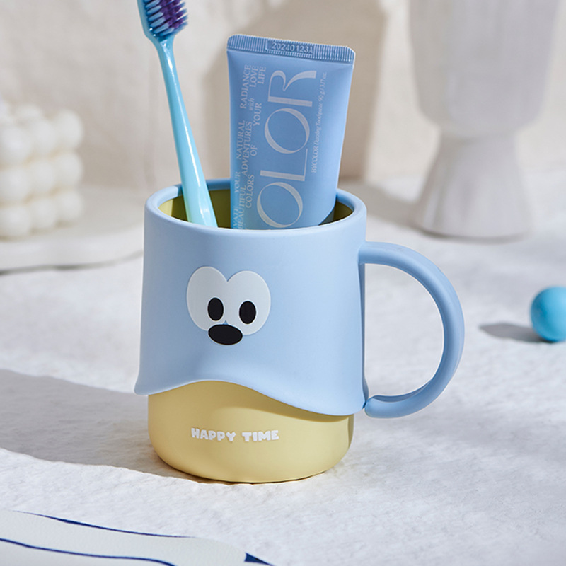Uroczy kubek do mycia zębów dla chłopca o dużych oczach, kubek do mycia zębów w kontrastowym kolorze, kreatywny projekt do akademika i domu_voghion.com