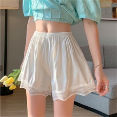 Summer thin see-through lace safety pants for women, wearable outside, ice silk three-quarter insurance shorts, invisible leggings