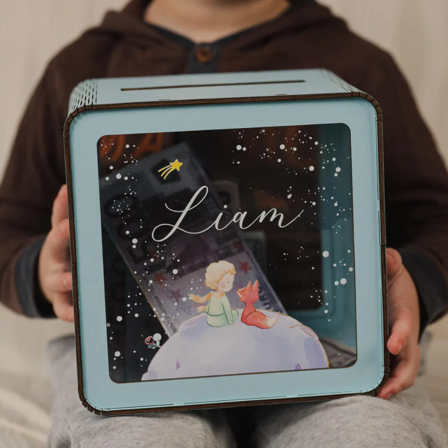 Caixa de ahorro de letras de madera caja de ahorro de letras de madera caja de ahorro de monedas transfronteriza caja de almacenamiento de monedas de niños caja de ahorro de letras transparente