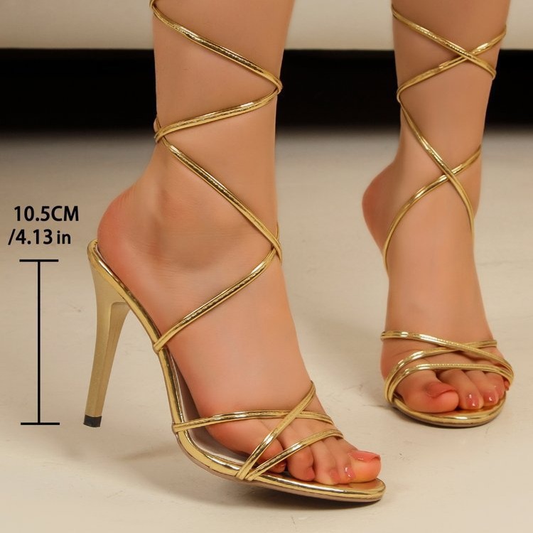 2024 summer new European and American plus size round head strap ladies high heel sandals Foreign trade original order factory direct wholesale