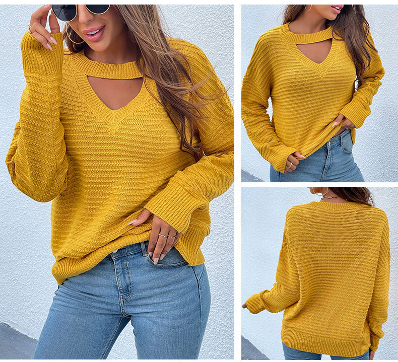 solid color sexy hollow sweater nihaostyles wholesale clothing NSMMY82942