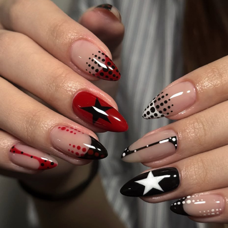30 Pieces of Cross-Border Hot-Selling Leopard Print Star-Decorated Independence Day Press-On Nails, Finished Fake Nails for Wholesale 30 Pieces of Cross-Border Hot-Selling Leopard Print Star-Decorated Independence Day Press-On Nails, Finished Fake Nails for Wholesale