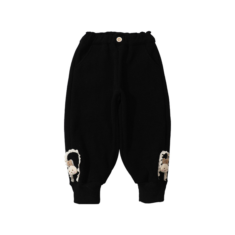 소녀 기모 코듀로이 바지 서양식 어린이 가을 겨울 새로운 도착 원피스 벨벳 두꺼운 캐주얼 다리