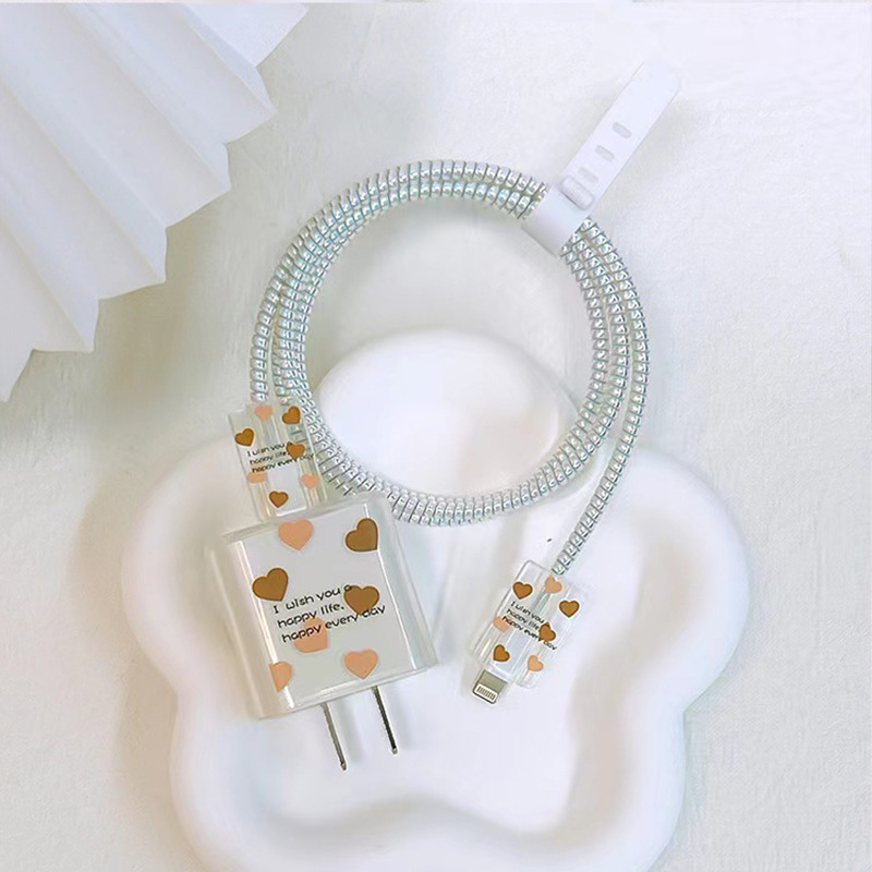 Adecuado para Apple cargador de carga rápida impresión suave caso transparente funda protectora cable morder dispositivo caso cargador funda protectora