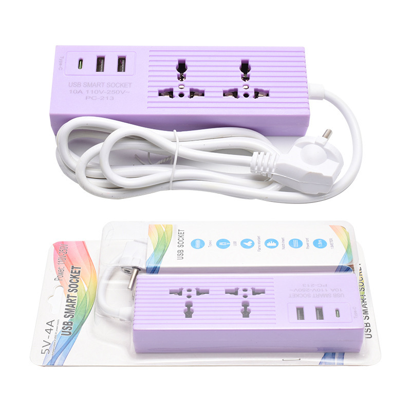 Color multicolor mezcla de color 2USB 3USB TYPE-C recarga viajes portátiles enchufe de fila pequeña