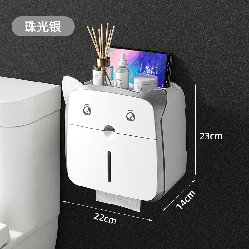 Creativo multi-funcional hogar dormitorio almacenamiento caja de pañuelos baño ponche-libre montado en la pared impermeable estante de papel higiénico