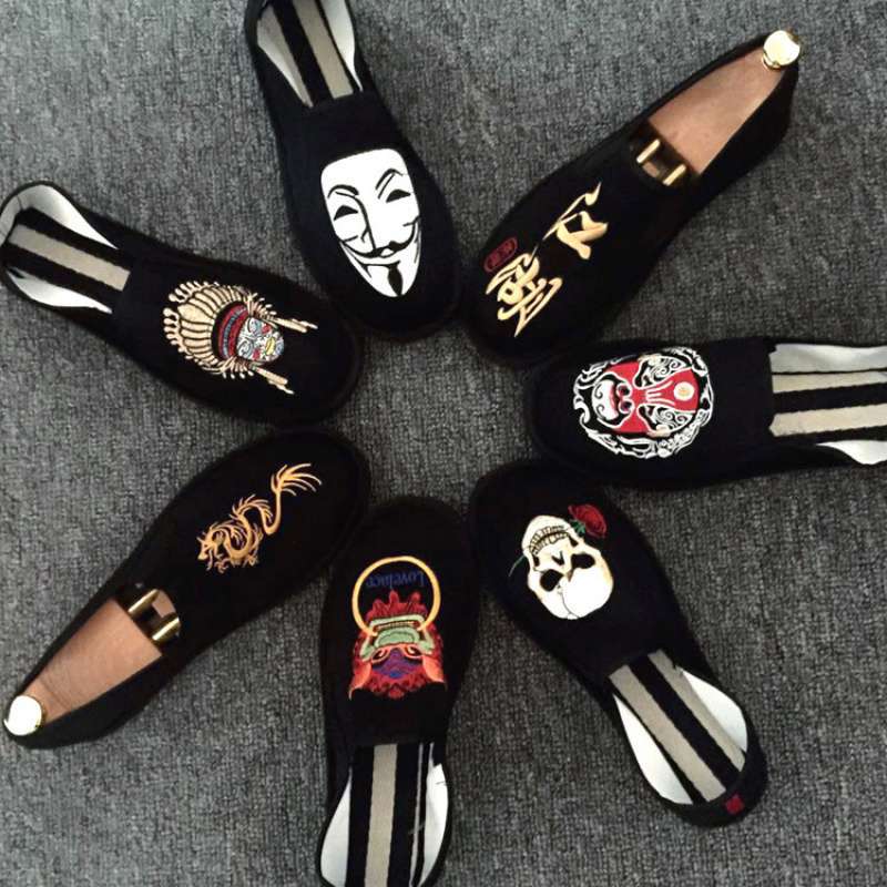 Old-Style Men's Casual Canvas Shoes for Socialites, Trendy Young Men, Lazy Slip-On Shoes, Loafers for Students