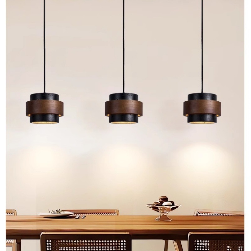 侘寂风极简床头小吊灯创意餐厅吧台设计师黑洞石卧室长线单头吊灯