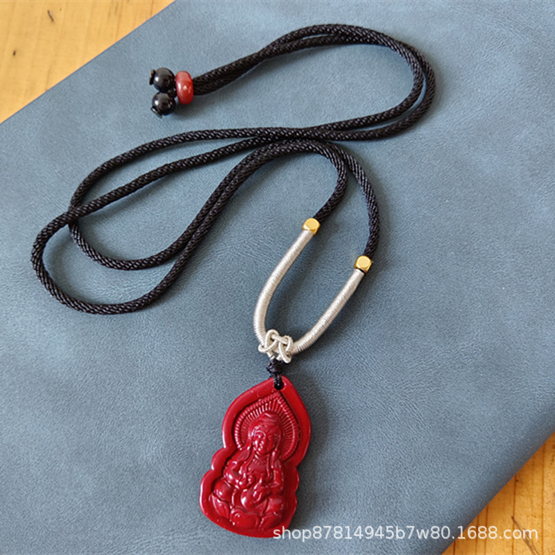 Zijinsha Guanyin No.2 는 검은 로프 (34*21mm) 장착