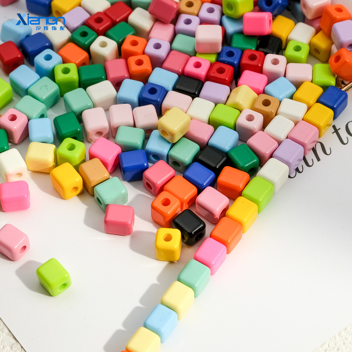 烤漆彩色方块珠多巴胺正方形隔珠直孔珠亚克力手链包diy饰品配件