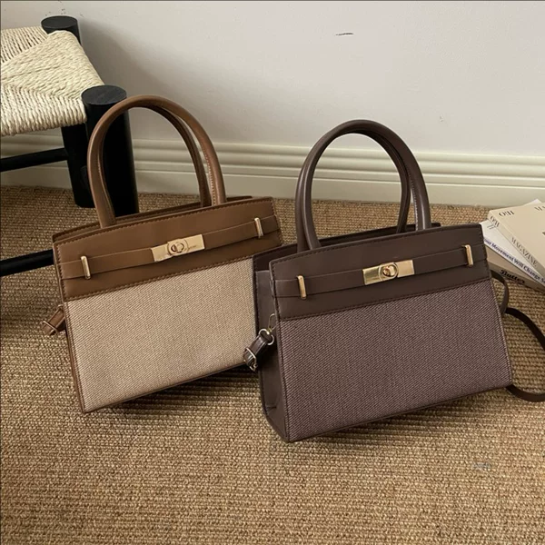 2026 New Style Women's Color-Blocking Handbag, Fashionable High-Quality Texture, Cross-Border Single-Shoulder Crossbody Commuter Small Square Bag