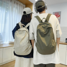 批发时尚学校上课帆布双肩简约大容量原宿风百搭书包纯色旅行背包