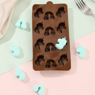 Creative Baking Gel Dropping Fruit Unicorn Chocolate Mold Rainbow Food Grade Silicone Homemade DIY Pastry