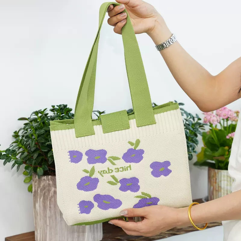 韩版百搭斜跨针织包定制ins网红休闲托特包女包帆布包手提包定做