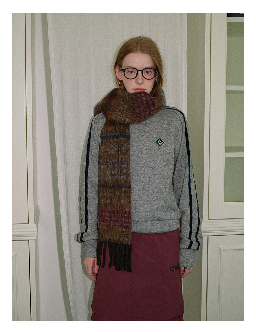 Der 2023 neue Saturn-Streifen aus Wollmischung des britischen Designers für den warmen Herbst- und Winterschal für Damen_voghion.com