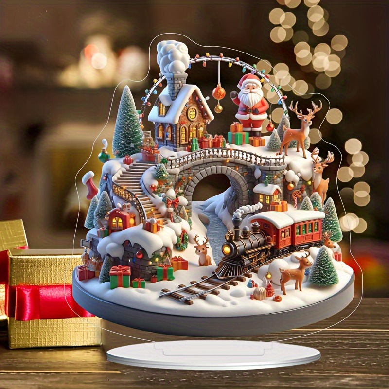 Nuevos productos transfronterizos Navidad decoración de la serie de regalos festivos para el hogar decoración de escritorio artesanía acrílica 2D decoración