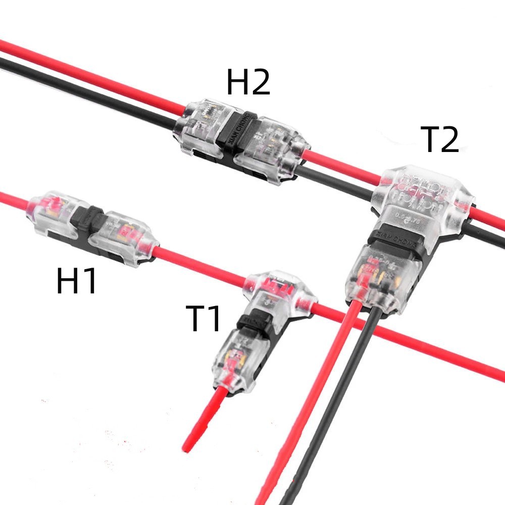 T型透明线宠 T2 H2 T1 H1 D2 LED灯带免剥皮连接器 快速接线端子