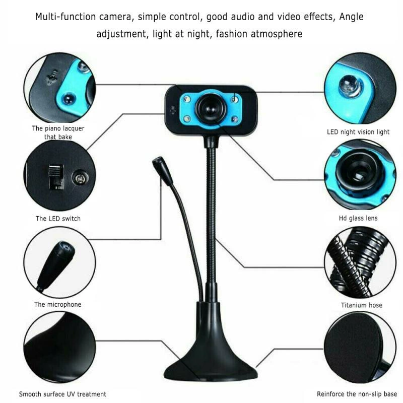 Anchor HD -free USB внешняя цифровая камера головной убор микрофон ночной визуальный светильник компьютер онлайн занятие прямой эфир