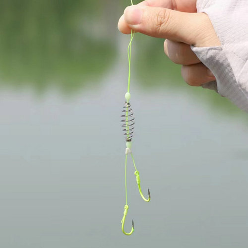 Wholesale hand rod silver carp and bighead carp spring double hook fishing set spring hook line set silver carp hook silver carp finished sub-line double hook