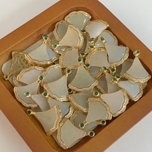 玉海实拍正品天然和田玉高级复古气质扇形吊坠925银镶山料玉石饰