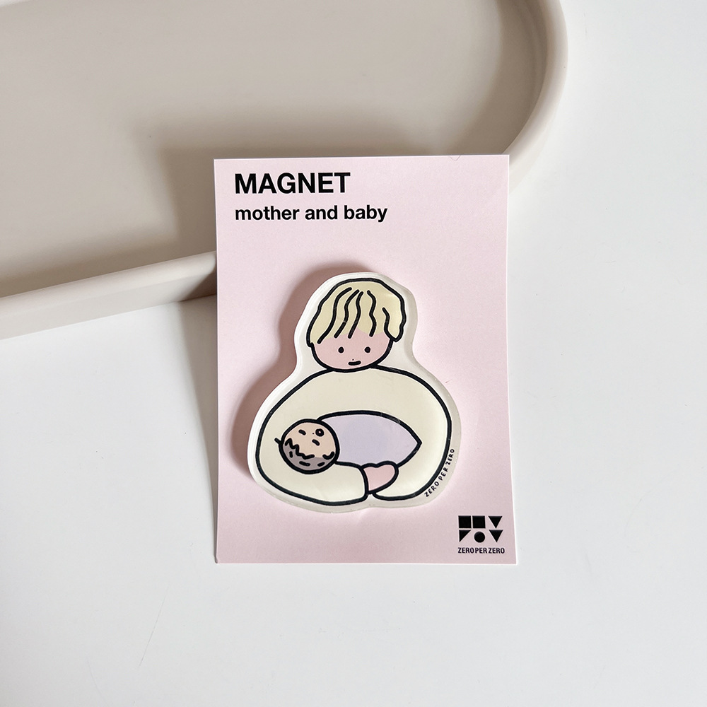 Corea del Sur zeroperzero familia ilustración de padres e hijos pegatinas de refrigerador acrílico imán magnético pegatinas de fotos