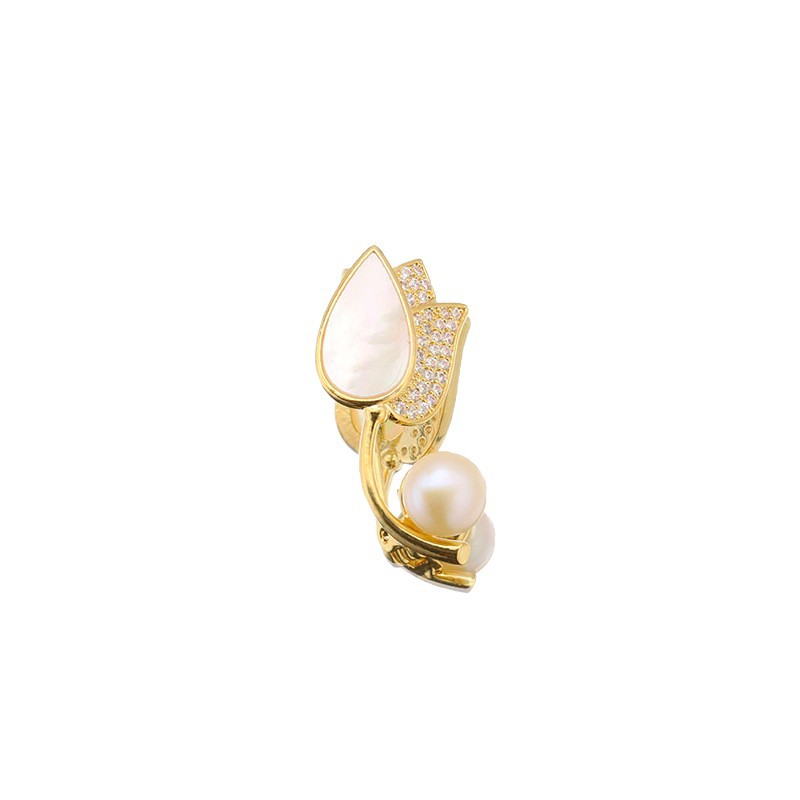 Broche de perlas de agua dulce natural de las mujeres de alto grado nicho creativo hecho a mano ramillete joyería 18K oro real galvanoplastia protección del color