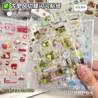 高颜值古早切膜贴纸系列ins风双透镭射闪闪贴手账diy平价素材装饰