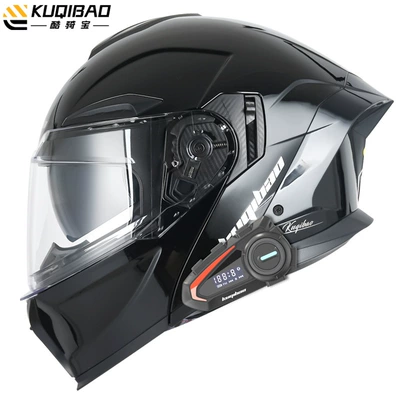 Coolqibao Motorcycle Helmet, Universal for All Seasons, Color Mirror, Electric Motorcycle Helmet, 3C Certified Full-Face Helmet (Motosiklet kaskı (dəbilqə)) - bright-black-with-k20-bluetooth-with-white-film-m