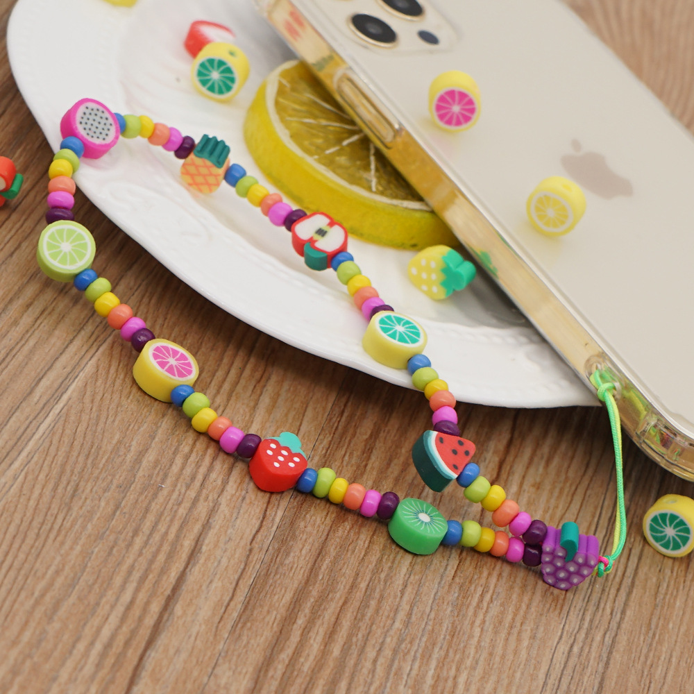 Independent Station Simple Style Phone Accessory Polymer Clay Fruit Accessory Color Glass Beads Mobile Phone Charm Women's Ornaments display picture 5