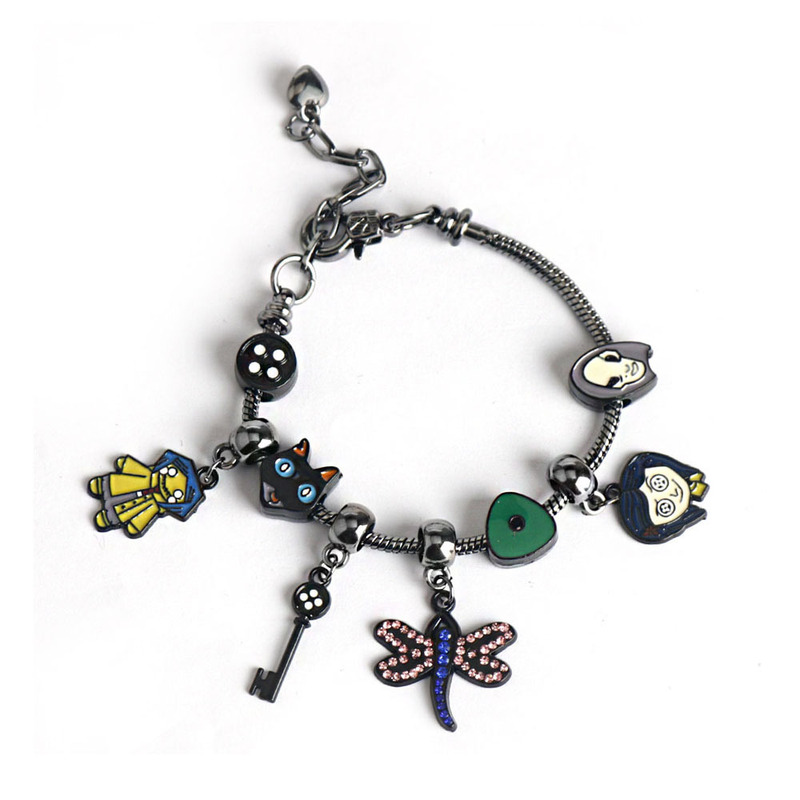 American cartoon animated ghost mother bracelet Coraline black button dragonfly pan silver DIY beaded bracelet
